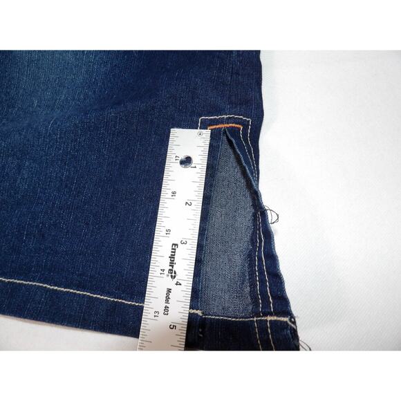 Vezucci Jeans Skirt Dark Wash Knee Length Modest Womens Sz 14 Orange Accent Y2K - Picture 3 of 11